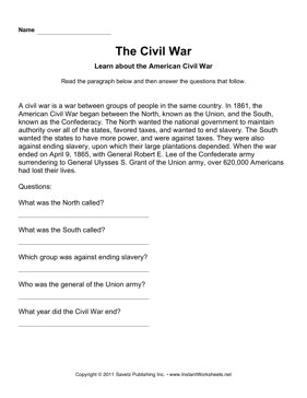 Civil War Comprehension